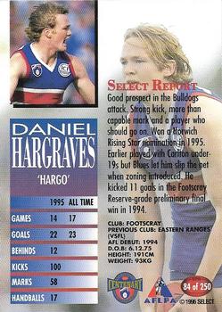 1996 Select AFL #84 Daniel Hargraves Back